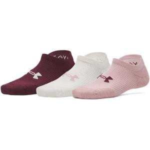 imageUnder Armour womens Play Up No Show Socks 3 Pack673 Tourmaline Pink  Summit White  Dark Maroon