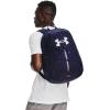 imageUnder Armour UnisexAdult Hustle Sport Backpack 433 Tech BlueTech BlueWhite One Size Fits AllMidnight Navy 410Metallic Silver