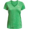 imageUnder Armour Womens Tech VNeck Twist ShortSleeve TShirt328 Extreme Green  Phosphor Green  Metallic Silver