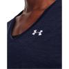 imageUnder Armour Womens Tech VNeck Twist ShortSleeve TShirt411 Midnight Navy  Cadet  Metallic Silver