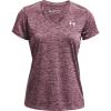 imageUnder Armour Womens Tech VNeck Twist ShortSleeve TShirtAsh Plum 554Metallic Silver