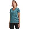 imageUnder Armour Womens Tech VNeck Twist ShortSleeve TShirtDark Cyan 463Metallic Silver