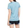 imageUnder Armour Womens Tech VNeck Twist ShortSleeve TShirtMobile Blue 485Metallic Silver
