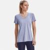 imageUnder Armour Womens Tech VNeck Twist ShortSleeve TShirtWashed Blue 421Metallic Silver