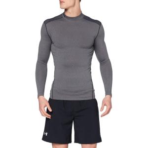 imageUnder Armour Mens ColdGear Armour Compression Mock LongSleeve TShirtCarbon Heather 090Black