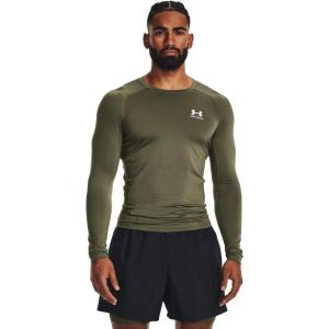 imageUnder Armour Mens HeatGear Compression LongSleeve TShirt390 Marine Od Green   White