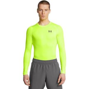 imageUnder Armour Mens HeatGear Compression LongSleeve TShirt731 Highvis Yellow   Black