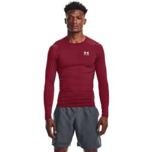 imageUnder Armour Mens HeatGear Compression LongSleeve TShirtCardinal  White  625