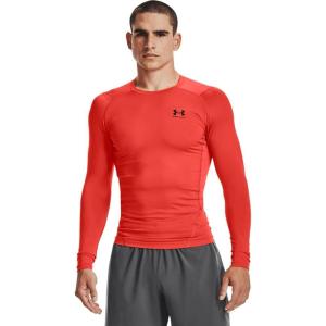 imageUnder Armour Mens HeatGear Compression LongSleeve TShirtDark Orange 860Black