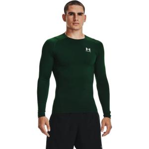 imageUnder Armour Mens HeatGear Compression LongSleeve TShirtForest Green 301White