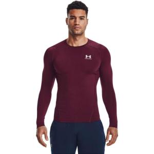 imageUnder Armour Mens HeatGear Compression LongSleeve TShirtMaroon 609White
