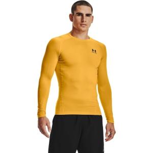imageUnder Armour Mens HeatGear Compression LongSleeve TShirtSteeltown Gold 750Black