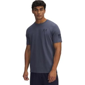 imageUnder Armour Mens New Freedom Flag TShirtDownpour GrayMidnight Navy