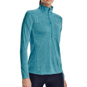 imageUnder Armour Mens Tech 14 Zip Top433 Glacier Blue  White  Metallic Silver