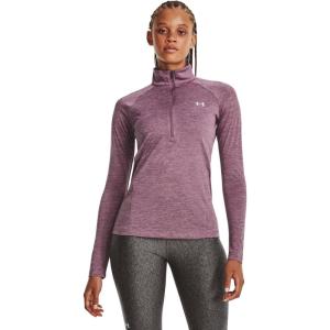 imageUnder Armour Mens Tech 14 Zip Top500 Misty Purple  Fresh Orchid  Metallic Silver