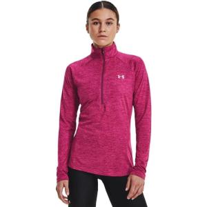 imageUnder Armour Mens Tech 14 Zip Top635 Charged Cherry  Rebel Pink  Metallic Silver