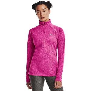 imageUnder Armour Mens Tech 14 Zip Top652 Rebel Pink  Pink Elixir  Metallic Silver