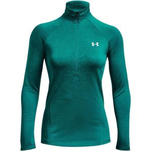 imageUnder Armour Mens Tech 14 Zip Top722 Coastal Teal  Birdie Green  Metallic Silver