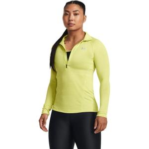 imageUnder Armour Mens Tech 14 Zip Top743 Lime Yellow  White  Metallic Silver