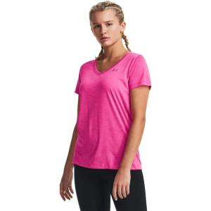 imageUnder Armour Womens Tech VNeck Twist ShortSleeve TShirt657 Rebel Pink   Metallic Silver