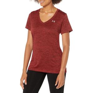 imageUnder Armour Womens Tech VNeck Twist ShortSleeve TShirt690 Chestnut Red  Radio Red  Metallic Silver