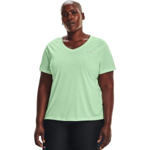 imageUnder Armour Womens Tech VNeck Twist ShortSleeve TShirtAqua Foam 335Metallic Silver