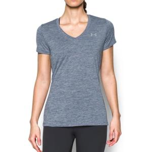 imageUnder Armour Womens Tech VNeck Twist ShortSleeve TShirtAurora Purple Metallic Silver