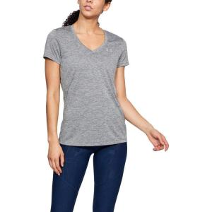 imageUnder Armour Womens Tech VNeck Twist ShortSleeve TShirtGraphite 040Metallic Silver