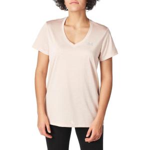 imageUnder Armour Womens Tech VNeck Twist ShortSleeve TShirtMicro Pink 685Metallic Silver
