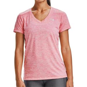 imageUnder Armour Womens Tech VNeck Twist ShortSleeve TShirtPink Lemonade 668Tonal