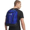 imageUnder Armour Unisex Hustle Sackpack 001 BlackBlackWhite One Size Fits Most400 Royal  Black  Metallic Silver