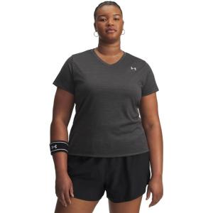 imageUnder Armour Womens Velocity Twist Short Sleeve V Neck T Shirt001 Black   Metallic Silver