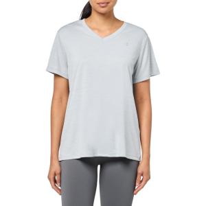 imageUnder Armour Womens Velocity Twist Short Sleeve V Neck T Shirt011 Mod Gray   Metallic Silver