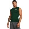 imageUnder Armour Mens HeatGear Compression Sleeveless TShirt301 Forest Green   White