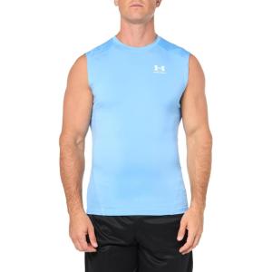 imageUnder Armour Mens HeatGear Compression Sleeveless TShirt475 Carolina Blue   White