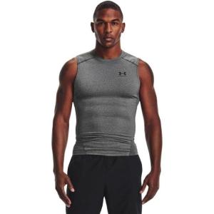 imageUnder Armour Mens HeatGear Compression Sleeveless TShirtCarbon Heather  Black