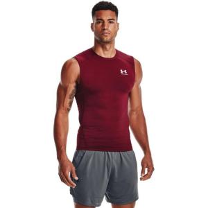 imageUnder Armour Mens HeatGear Compression Sleeveless TShirtCardinalWhite