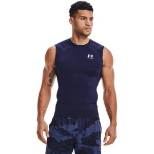 imageUnder Armour Mens HeatGear Compression Sleeveless TShirtMidnight Navy  White