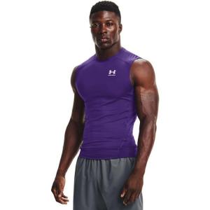 imageUnder Armour Mens HeatGear Compression Sleeveless TShirtPurpleWhite