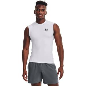 imageUnder Armour Mens HeatGear Compression Sleeveless TShirtWhite  Black