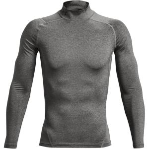 imageUnder Armour Mens Heatgear Armour Mock Long Sleeve TshirtCarbon HeatherBlack