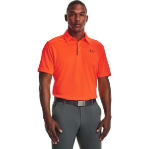 imageUnder Armour Mens Tech Golf PoloBlaze Orange 825Pitch Gray