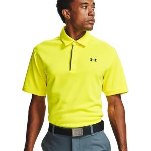 imageUnder Armour Mens Tech Golf PoloYellow Ray 705Pitch Gray