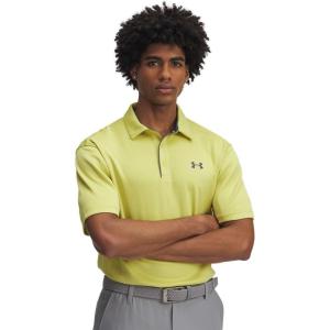 imageUnder Armour Mens Tech Golf PoloYellow ShadePitch Gray