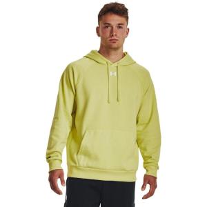 imageUnder Armour Mens Rival Fleece Sportstyle Logo Hoodie743 Lime Yellow   White