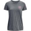 imageUnder Armour Womens New Freedom Logo TShirt012 Pitch Gray Medium Heather   Pink Edge