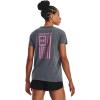 imageUnder Armour Womens New Freedom Logo TShirt012 Pitch Gray Medium Heather   Pink Edge