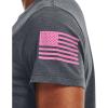 imageUnder Armour Womens New Freedom Logo TShirt012 Pitch Gray Medium Heather   Pink Edge