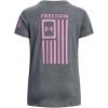 imageUnder Armour Womens New Freedom Logo TShirt012 Pitch Gray Medium Heather   Pink Edge