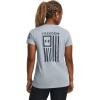 imageUnder Armour Womens New Freedom Logo TShirt466 Harbor Blue Medium Heather   Downpour Gray